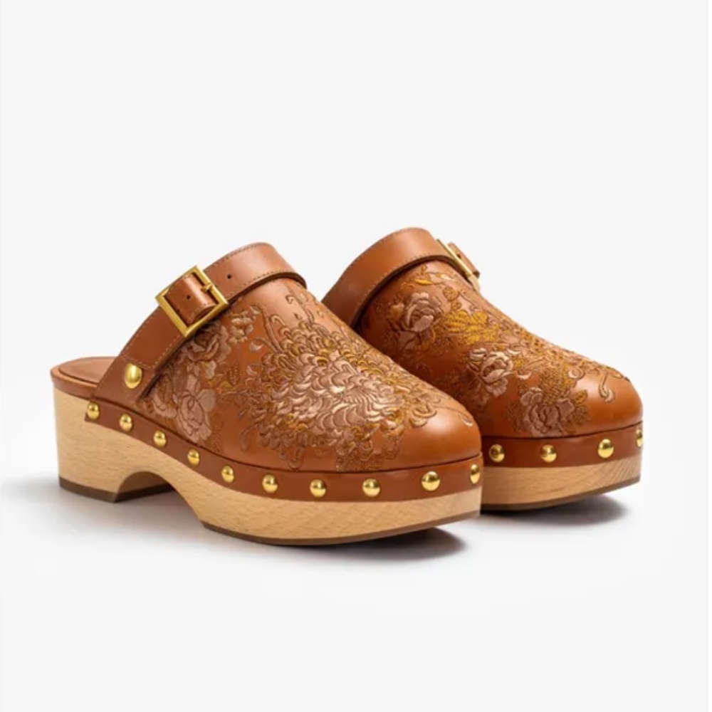 NIB Johnny Was Mono leather Clog Tonal size 9.5 Retail $198